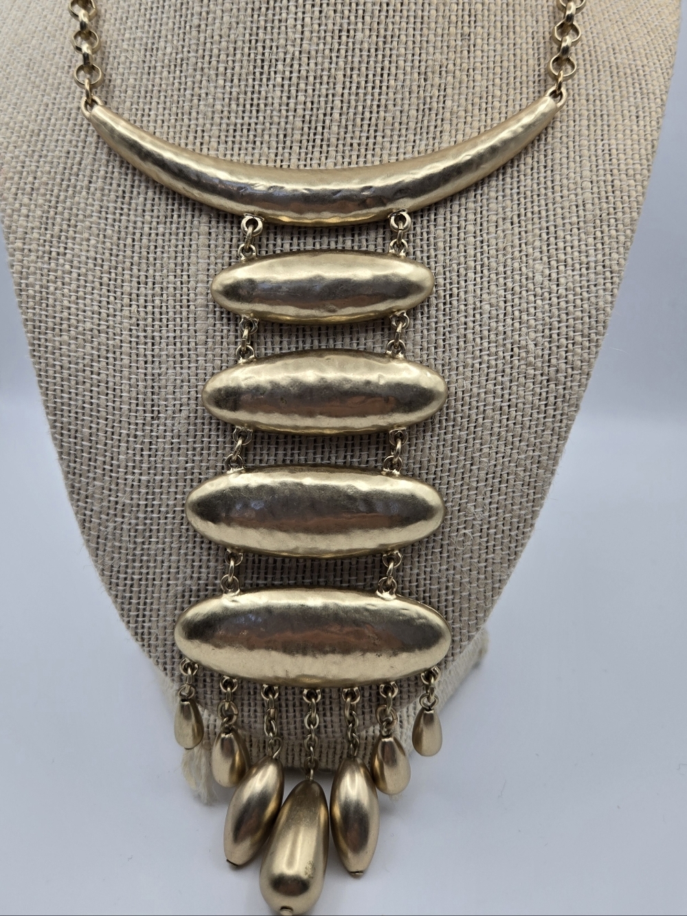 Chico's Goldtone Necklace Tribal Geometric Trending Statement Bold Chunky Boho